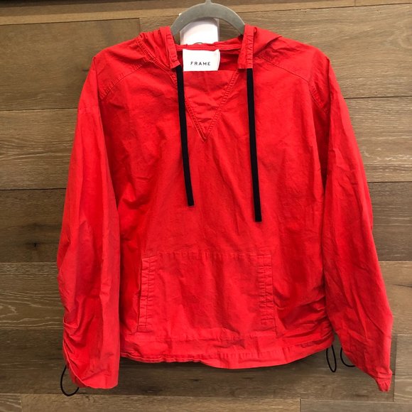FRAME Cinched Hooded Windbreaker Summer Red